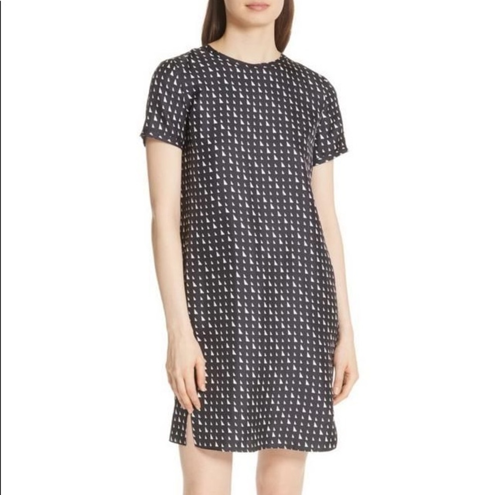 DONATED Theory black/white print silk t-shirt Dress M